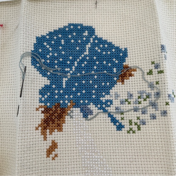 Started Vintage Holly Hobby Cross Stitch Kit - thread & pattern included - Picture 3 of 11